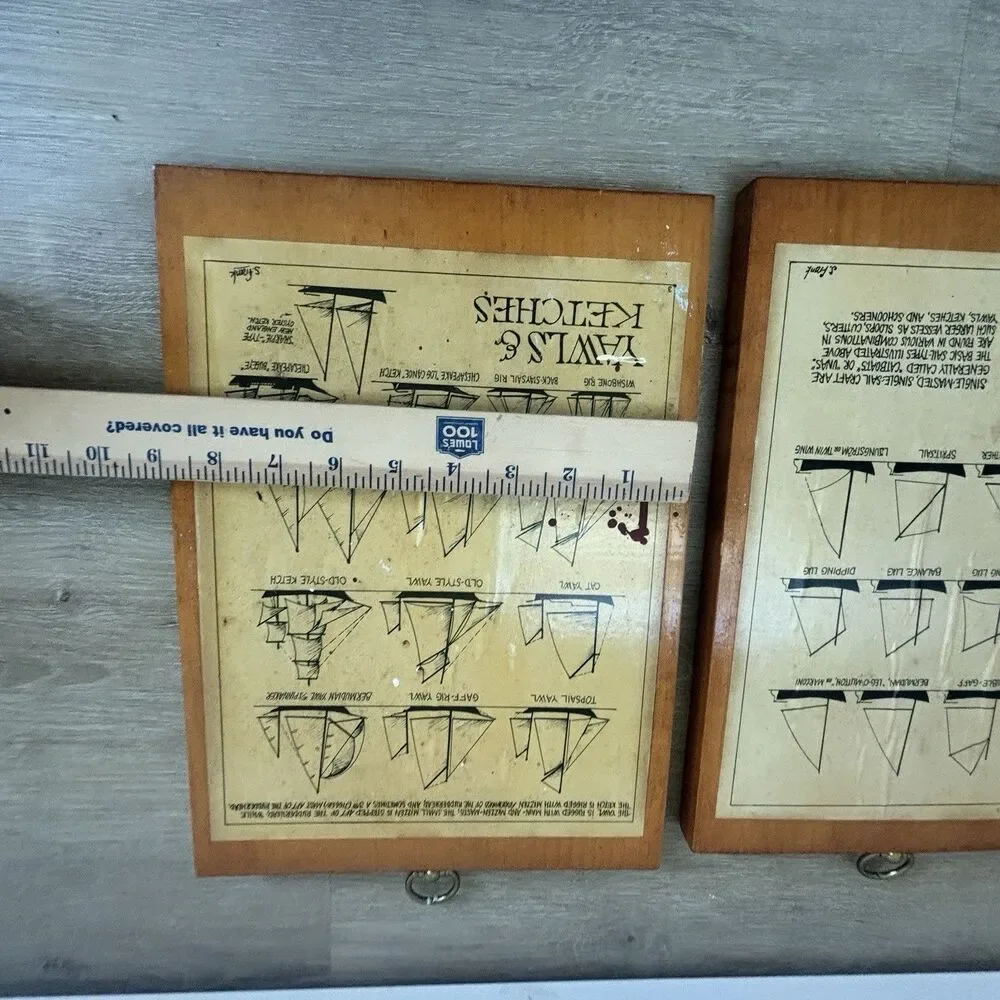 S. Frank Vintage Nautical Sailboat Wood Plaque Art Set Yawls Ketches Sail Types
